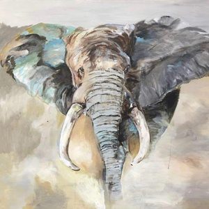 Strength of an Elephant original acrylic painting by Shraddha Gupta featuring modern elephant wall art for contemporary interiors.