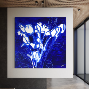 Blue Abstract Art Print – A Striking Bouquet –Modern Wall Art for Living Rooms